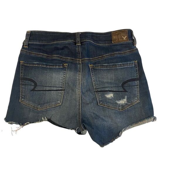 American Eagle Hi Rise Shortie Denim Distressed Shorts Sz 6 - Picture 3 of 10